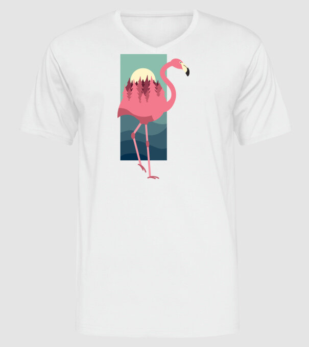 Flamingo Design model alb pe tricou