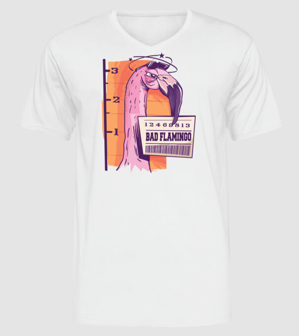 Flamingo arestat amuzant model alb pe tricou
