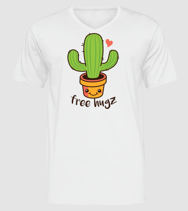 Free Hugz tricou amuzant Cactus model alb pe tricou