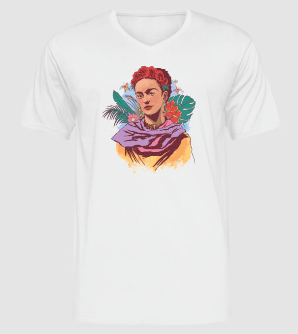 Portret Frida Kahlo model alb pe tricou
