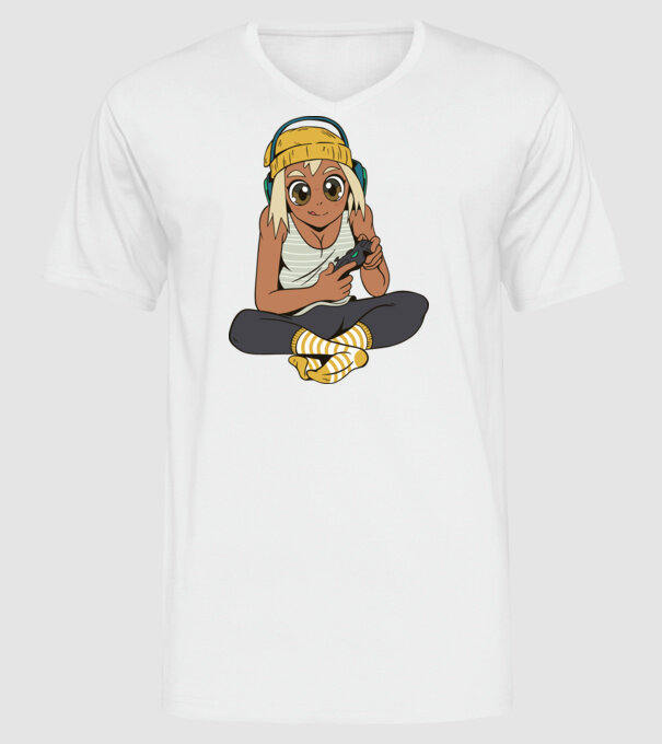 Fată Gamer model alb pe tricou