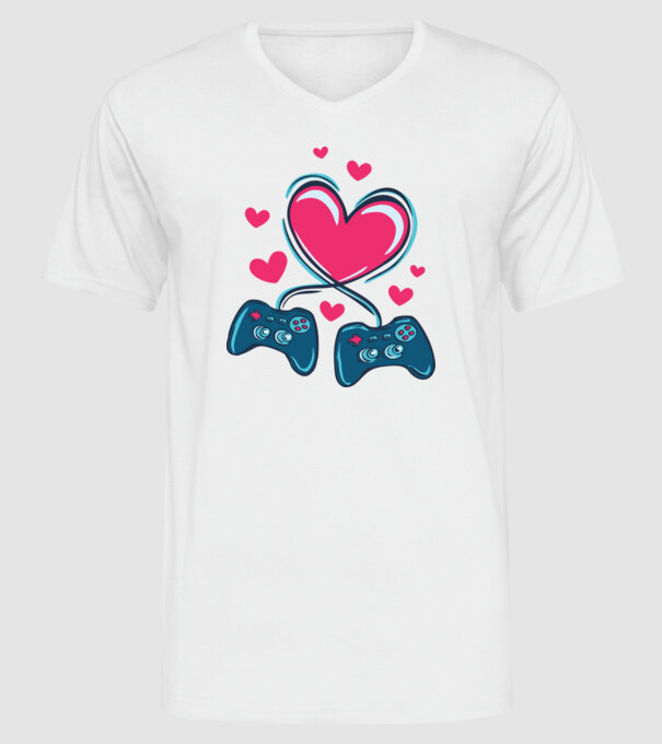 Dragoste Gamer model alb pe tricou