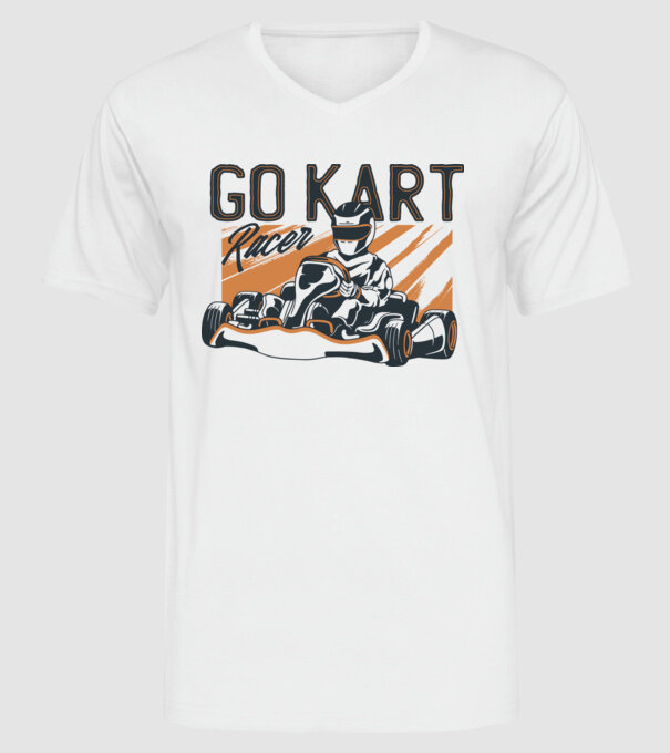 Concurent Go-kart model alb pe tricou