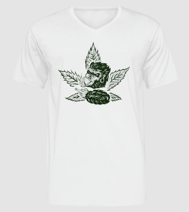 GORILĂ cannabis model alb pe tricou