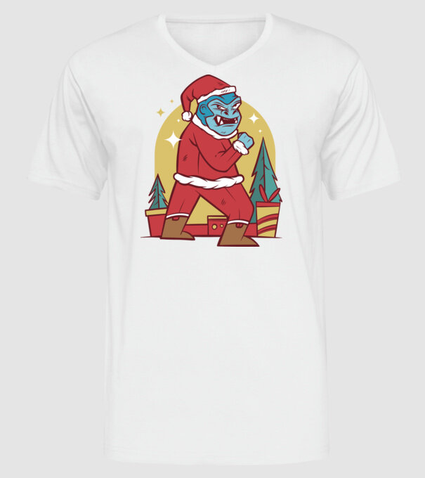 Gorila Santa model alb pe tricou