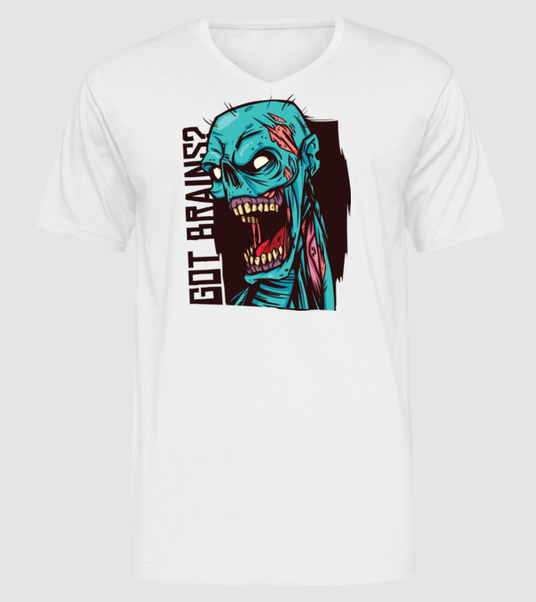 Got Brains? Cap Zombie model alb pe tricou