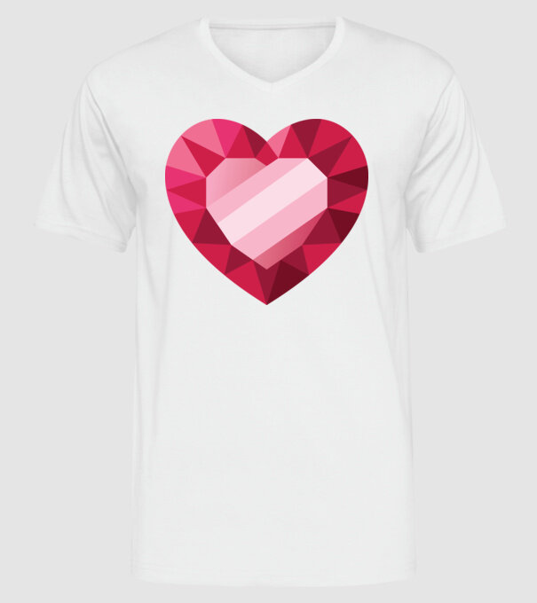 Inimă diamant model alb pe tricou