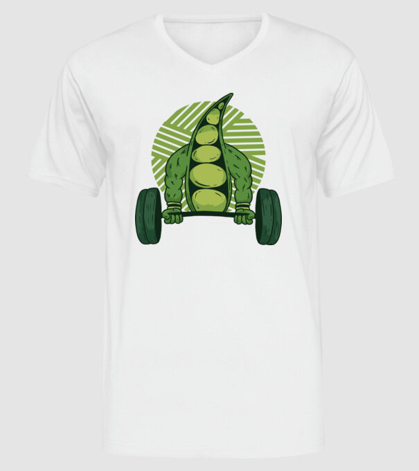 Mazăre musculoasă model alb pe tricou