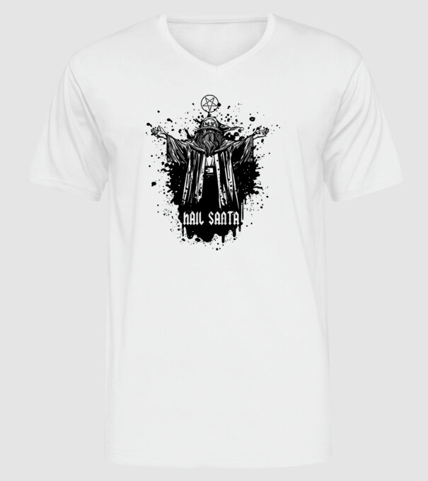 Hail Santa model alb pe tricou