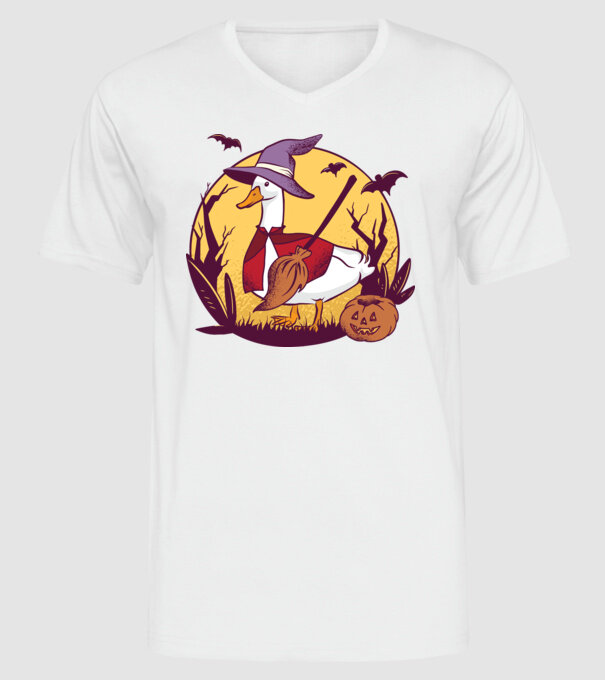 Gâscă Halloween model alb pe tricou