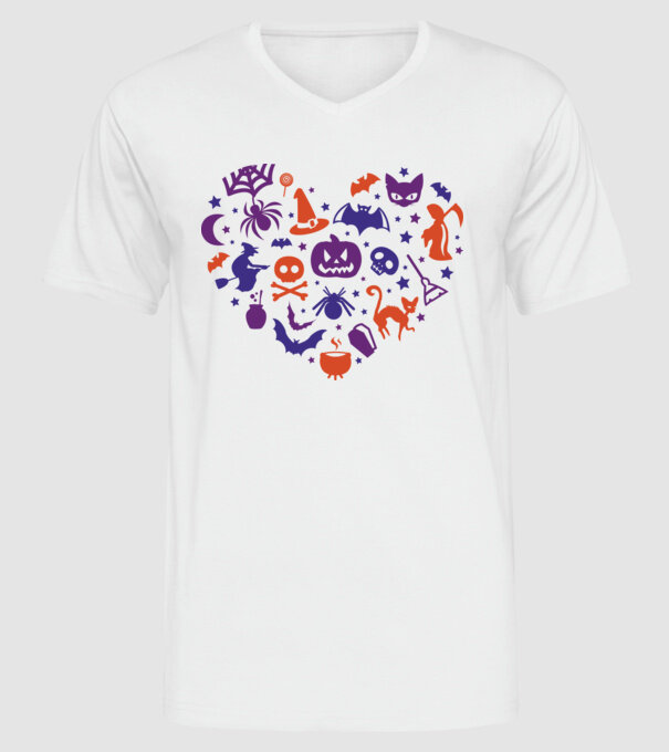 Inimă Halloween model alb pe tricou