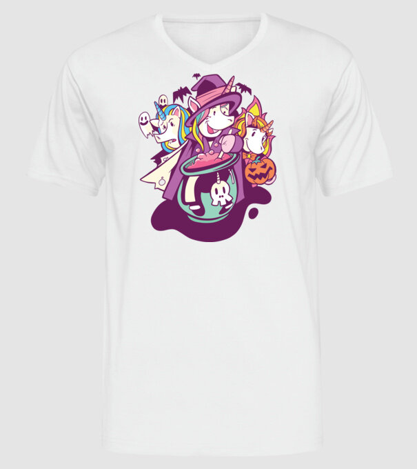 Unicorni Halloween model alb pe tricou