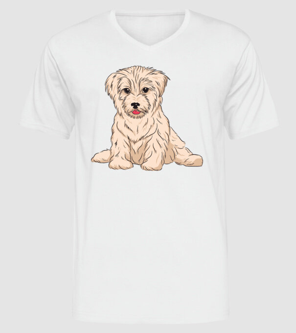 Câine Havanez model alb pe tricou