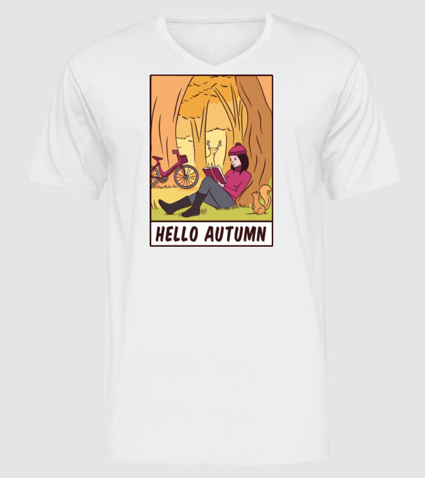 Hello Toamnă model alb pe tricou