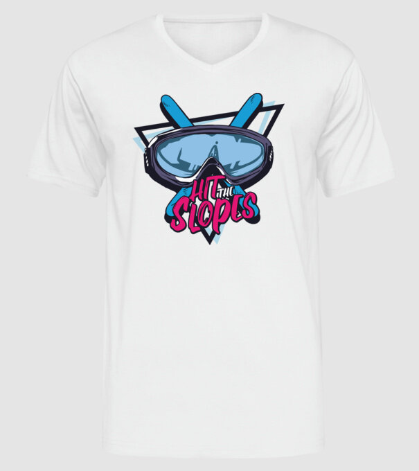 Hit the Slopes - tricou schi model alb pe tricou