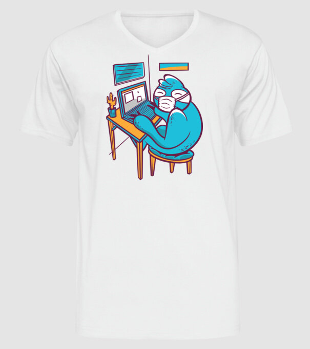 Leneș Home Office model alb pe tricou