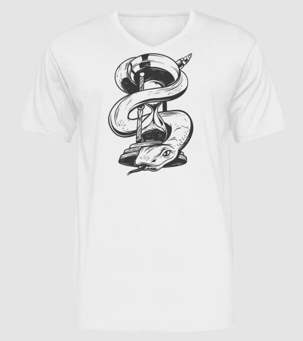 Șarpe clepsidră model alb pe tricou