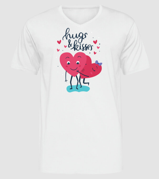 'Hugs and Kisses Tricou drăguț pentru Valentine''s Day' model alb pe tricou