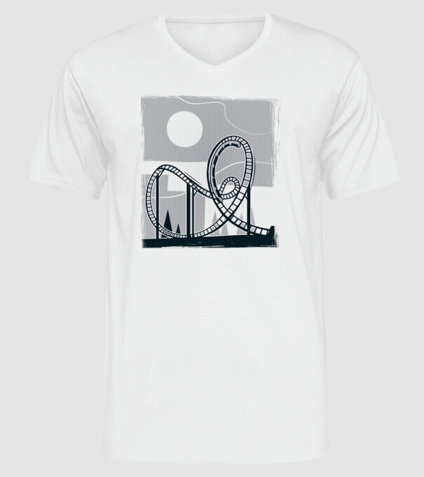 Roller coaster model alb pe tricou