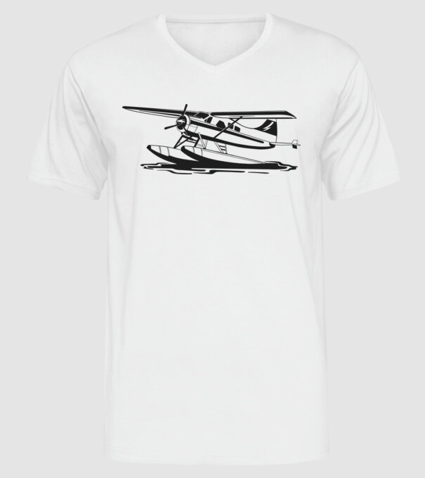 Hydroplane avion model alb pe tricou