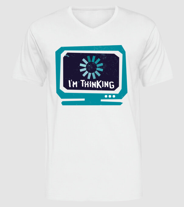 'I''m thinking Mă gândesc' model alb pe tricou