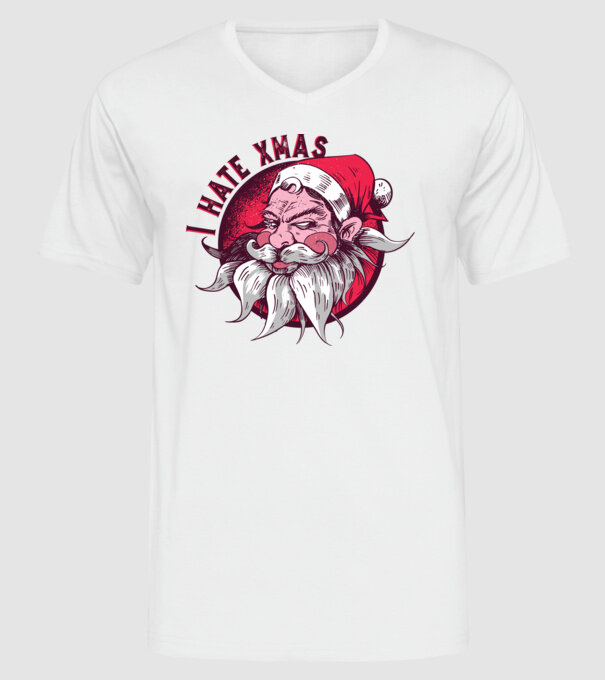 I Hate Xmas model alb pe tricou