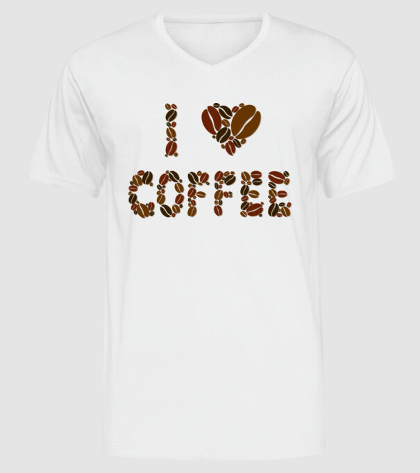 I Love Coffee model alb pe tricou