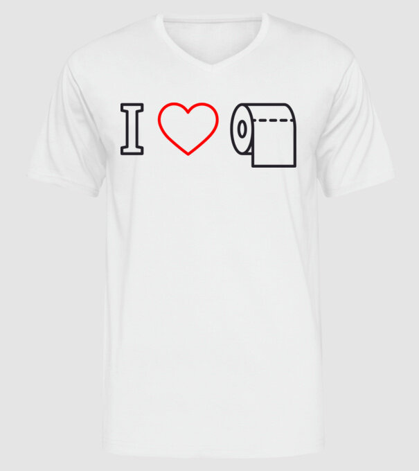 I love hârtie igienică model alb pe tricou