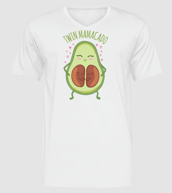 Gemeni Mamacado model alb pe tricou