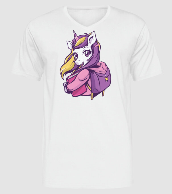 Școlăriță Unicorn model alb pe tricou