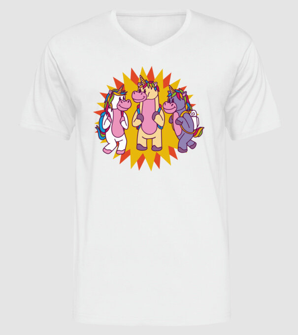 Unicorni școlari model alb pe tricou
