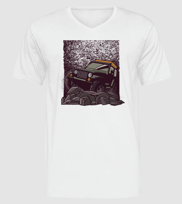 Jeep Offroad model alb pe tricou