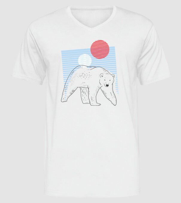 Urs polar model alb pe tricou