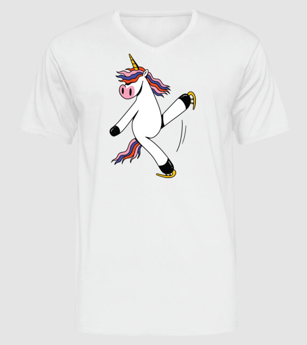 Unicorn cu Patine model alb pe tricou