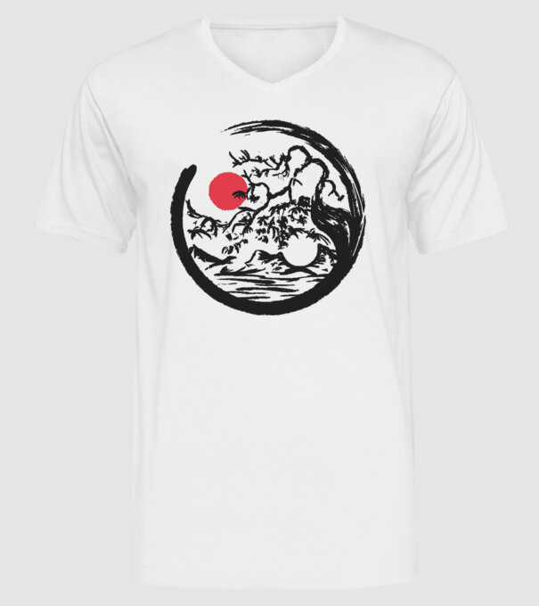 Yin-Yang Bonsai model alb pe tricou