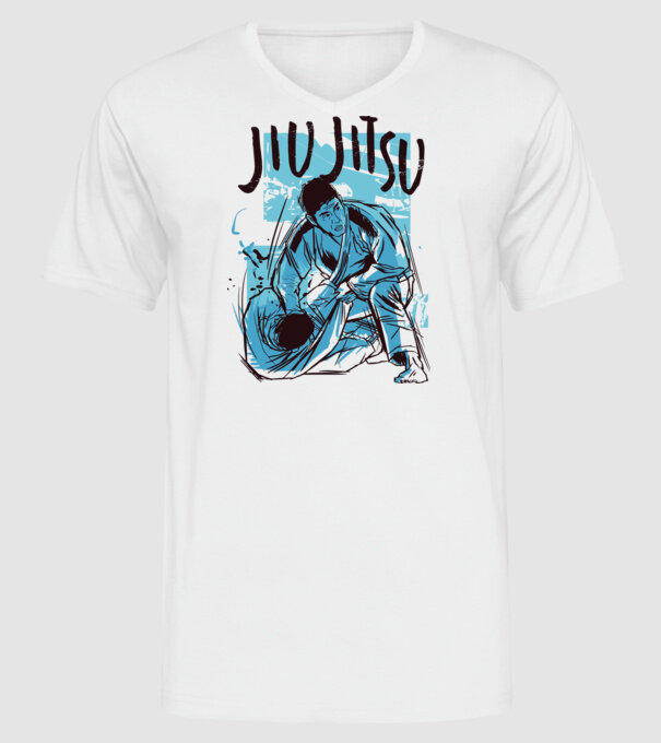 Jiu Jitsu model alb pe tricou