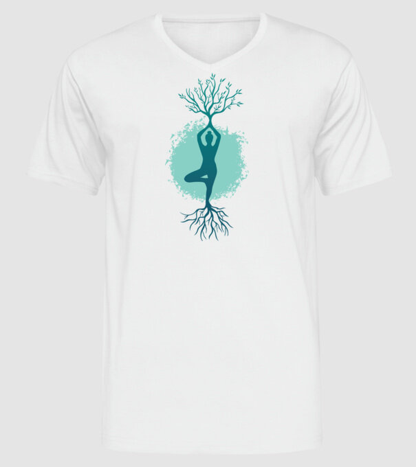 Yoga Natură model alb pe tricou