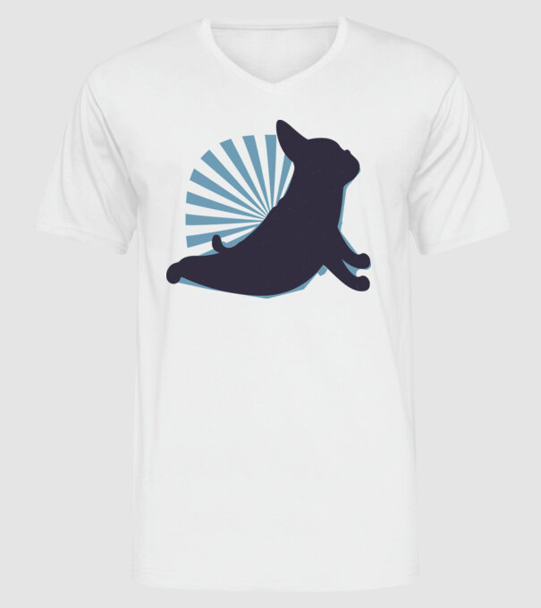 Mops Yoga model alb pe tricou