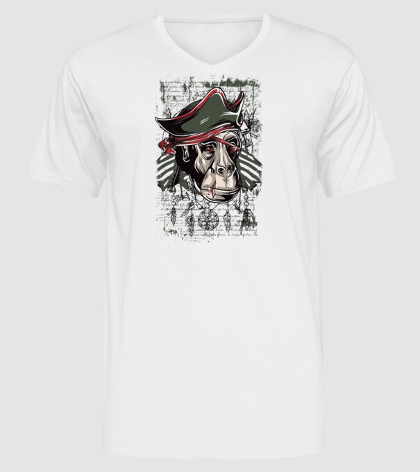 Maimuță Pirat model alb pe tricou