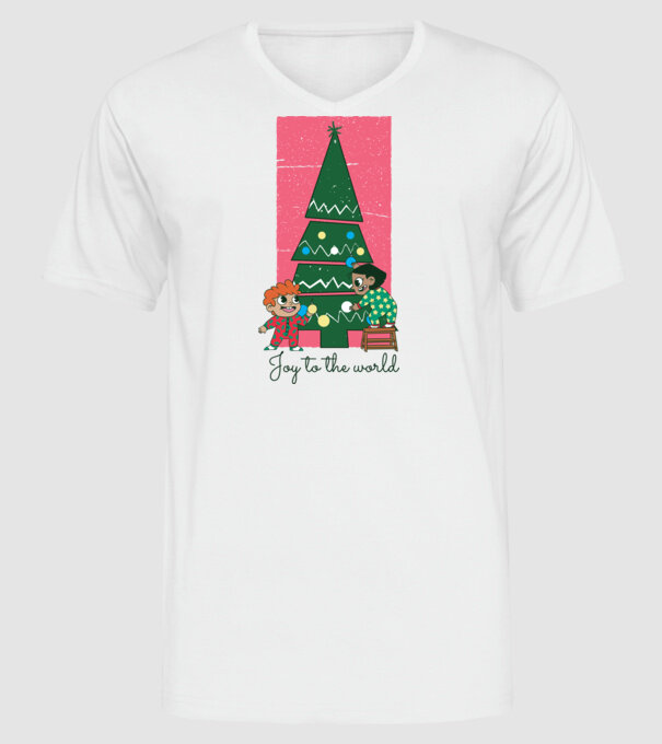 Împodobire pom de Crăciun model alb pe tricou