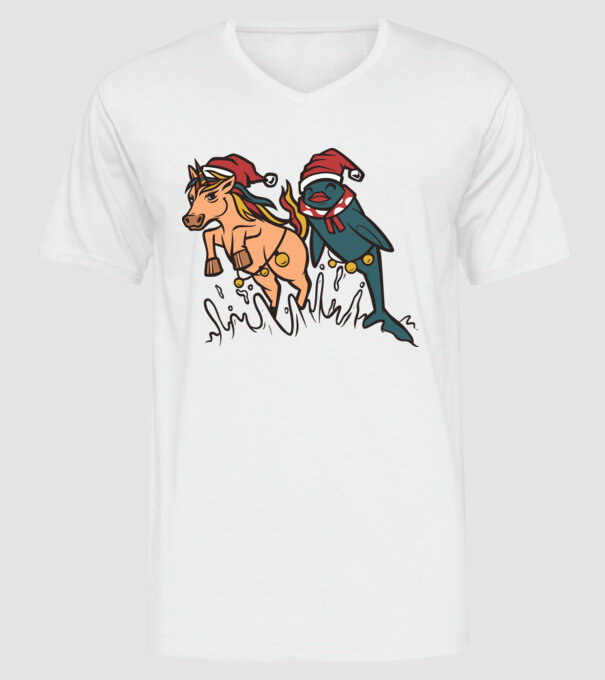 Animale de Crăciun model alb pe tricou