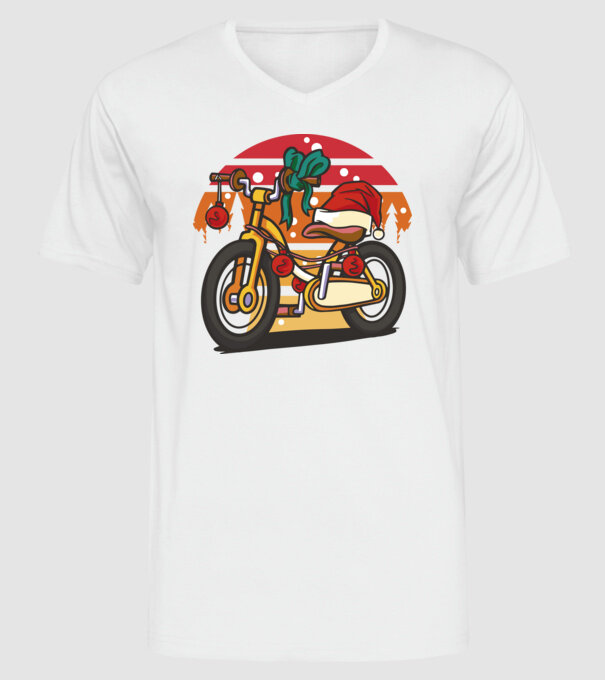 Bicicletă de Crăciun model alb pe tricou