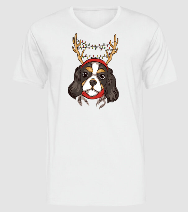 Cavalier de Crăciun model alb pe tricou