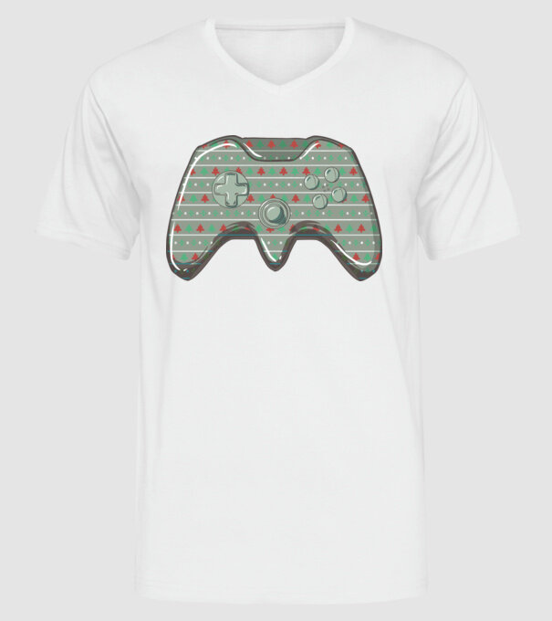 Controler Gamer Crăciun model alb pe tricou
