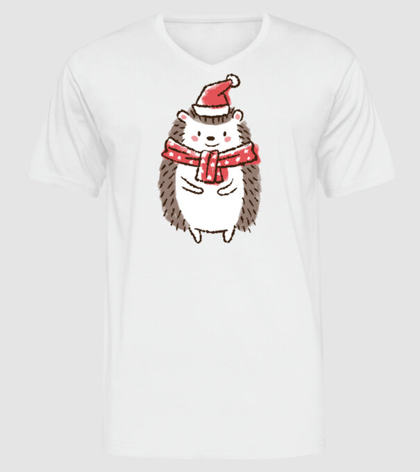 Arici de Crăciun model alb pe tricou