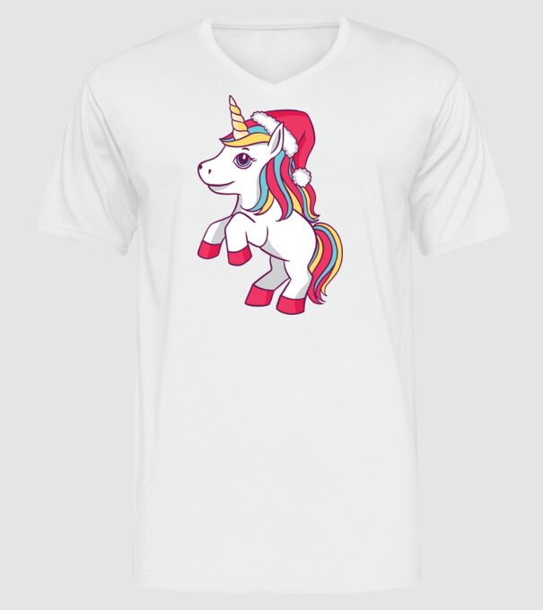 Unicorn de Crăciun model alb pe tricou