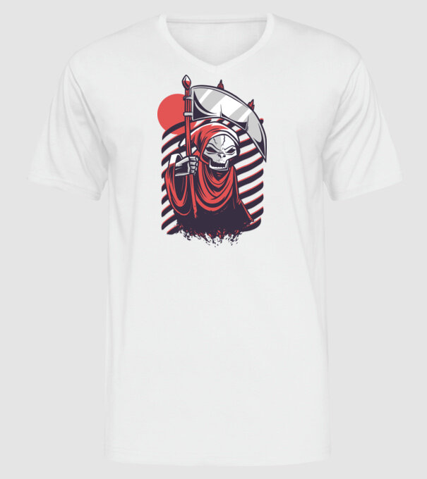 Moartea - Grim Reaper model alb pe tricou