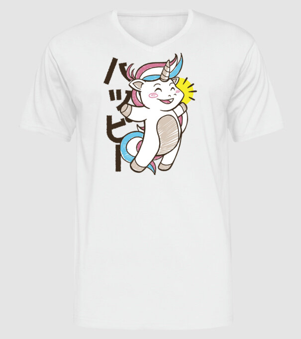 Kawaii unicorn model alb pe tricou