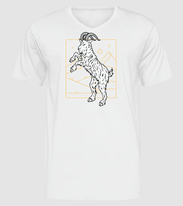 Capră model alb pe tricou