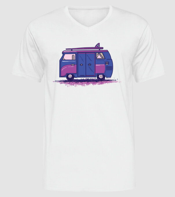 Mașină de camping model alb pe tricou